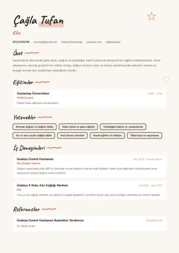 Ebe Cv Örnekleri cv indir